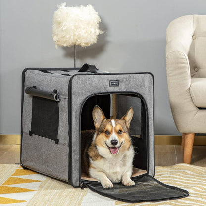 Faltbare Hundebox mit Plüschmatte – Tragbar & Reisenah