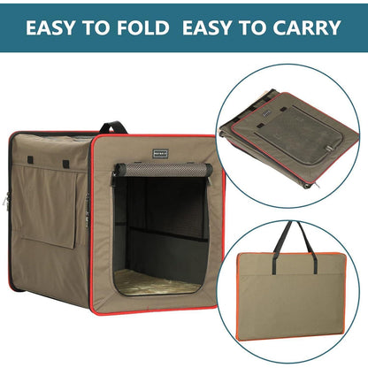 Faltbare Hundebox mit Plüschmatte – Braun, L 79x53.5x66cm