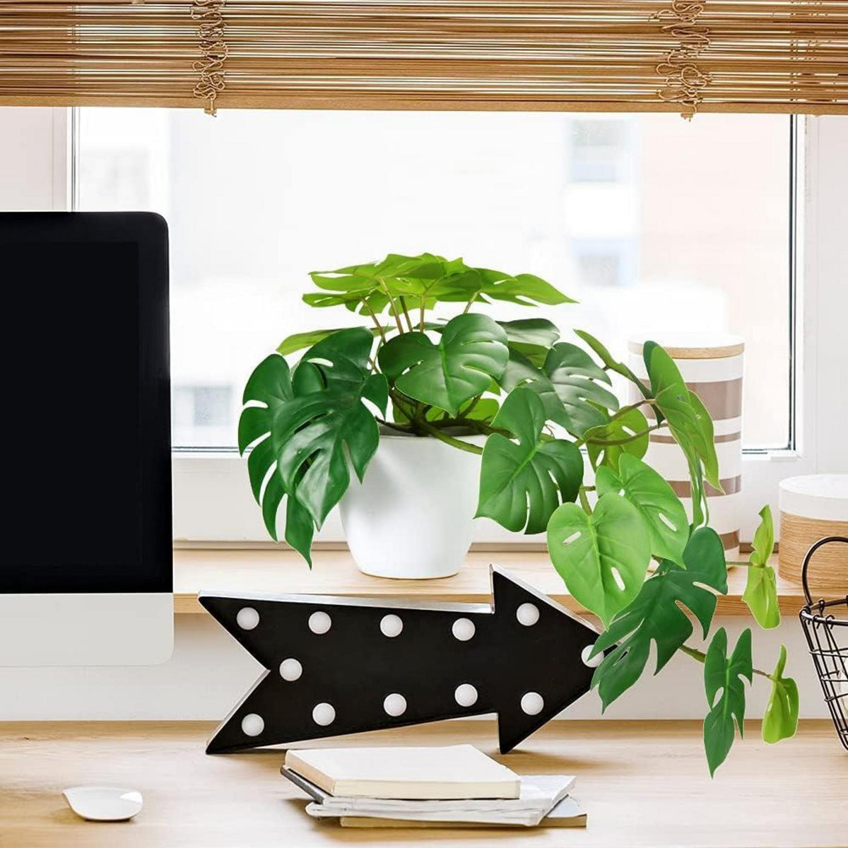 Künstliche Monstera Pflanze 45cm Hochrealistisch Deko Kunstpflanze