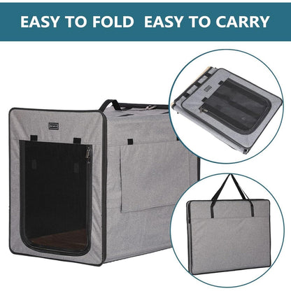 Hundetransportbox Groß, Hellgrau, 79x53.5x66cm mit Plüschmatte