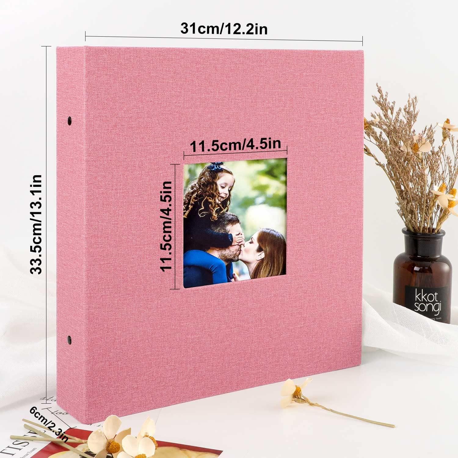 Fotobuch 1000 Fotos 10x15cm, XXL Leinen Einsteckenalbum Rosa