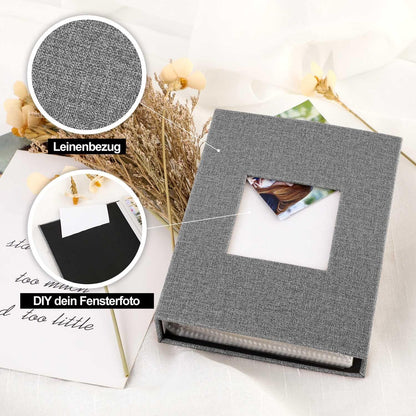Fotoalbum 10x15cm 100 Taschen 2er Pack Leinen Einstecken Grau