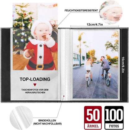 Fotoalbum 10x15cm Leinenbezug 100 Taschen 2 Packungen Grau