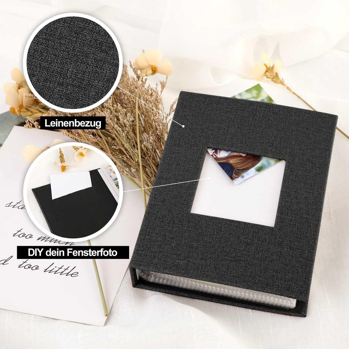 Fotoalbum 10x15 50: 2 Packungen Klein Mini Leinen Einsteckalbum