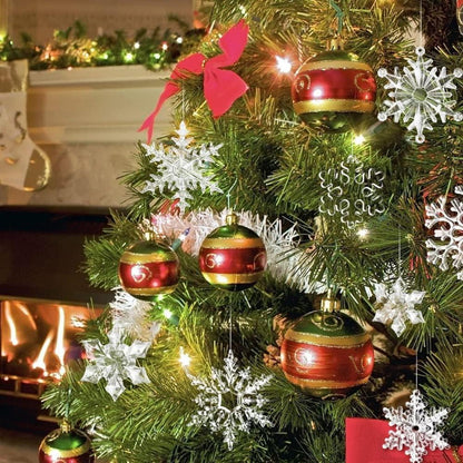 32-teilige Acryl Schneeflocken Weihnachtsbaumschmuck Set