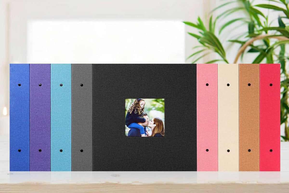 Großes Fotoalbum 10x15 Einsteckalbum für Hoch&Querformat Blau Leinen 120