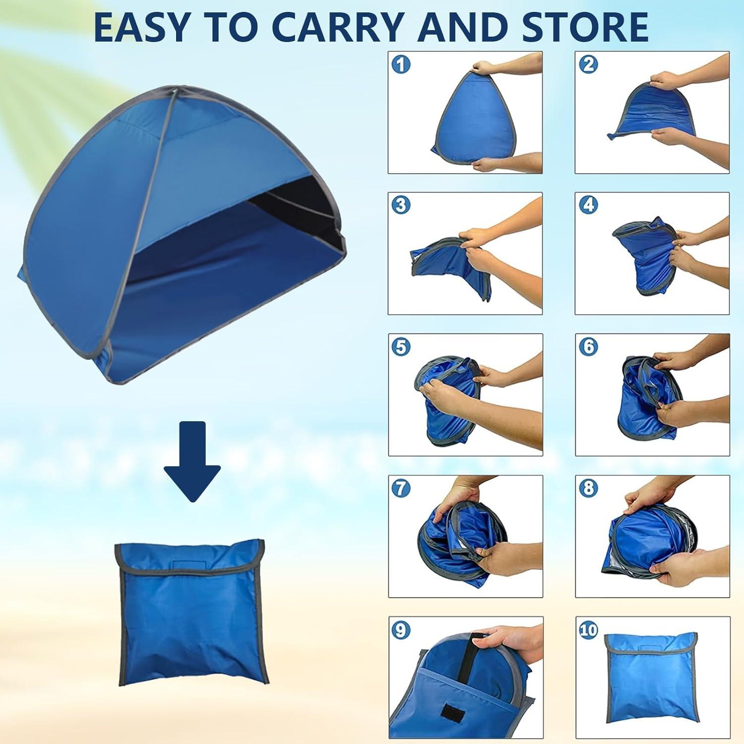 Pop-Up Strandzelt für kleine Haustiere, UV-Schutz, winddicht, Blau