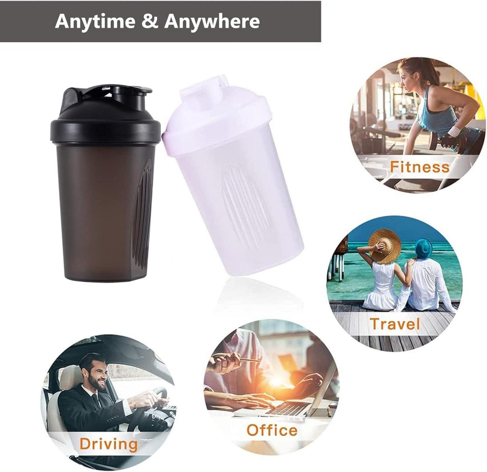 OOTD Protein Shaker Flasche 400 ml BPA frei Schwarz Weiß 2er Pack