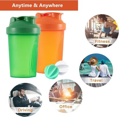 OOTD Protein Shaker Flasche 400 ml Auslaufsicher BPA Frei Orange+Grün 2er Set
