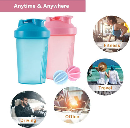OOTD Protein Shaker Flasche BPA frei 400 ml Auslaufsicher Blue+Pink 2PCS