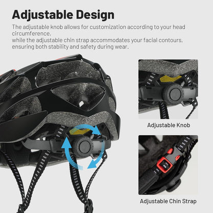 Favoto Fahrradhelm Erwachsene Schwarz-Rot Innenfutter Verstellbar L
