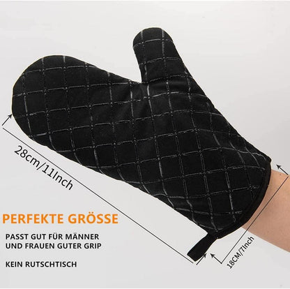 Premium Hitzebeständige BBQ Handschuhe - Rutschfeste Grillhandschuhe, Ofenhandschuhe bis 240°C - Kochen, Backen, Barbecue - 1 Paar