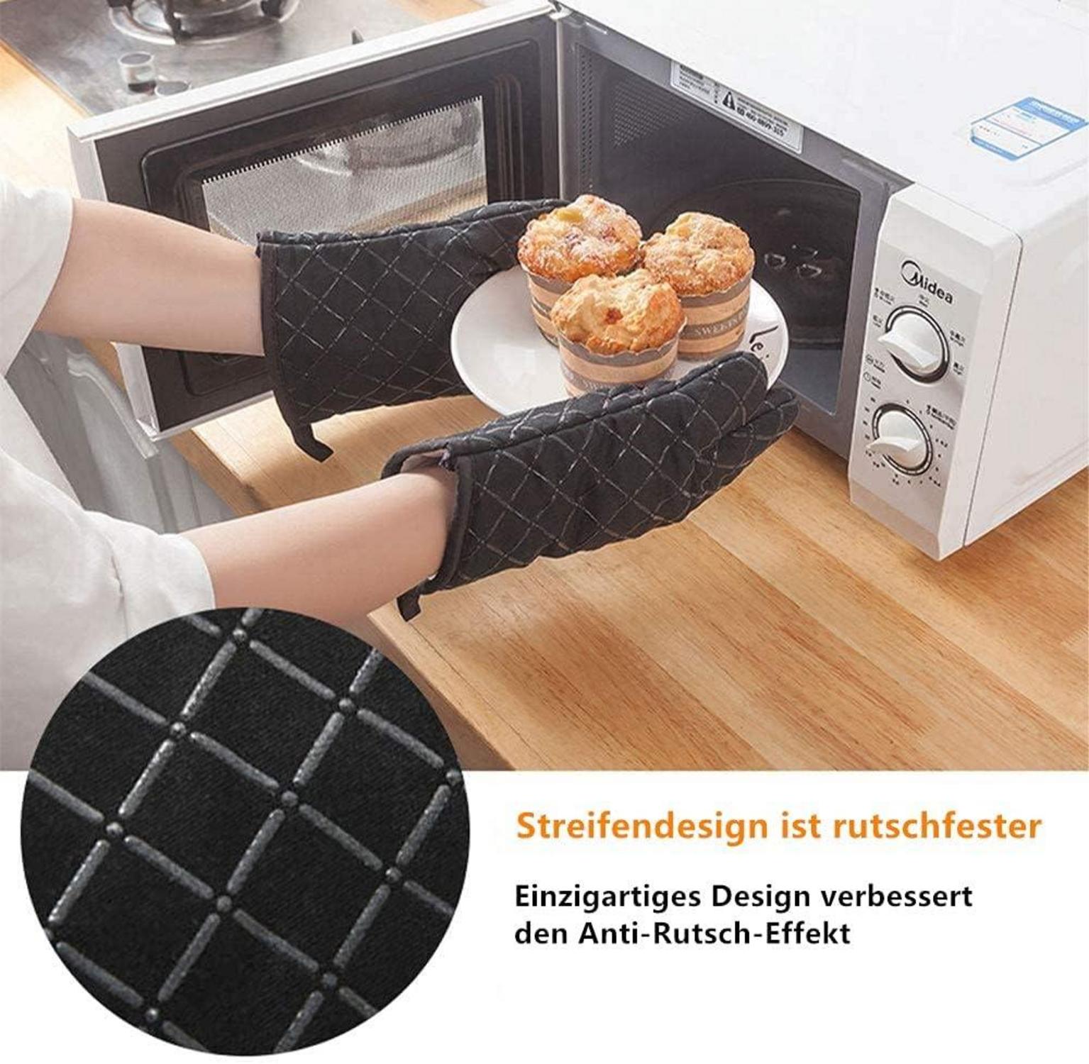 Premium Anti-Rutsch Ofenhandschuhe 1 Paar bis 240°C Silikon BBQ Handschuhe