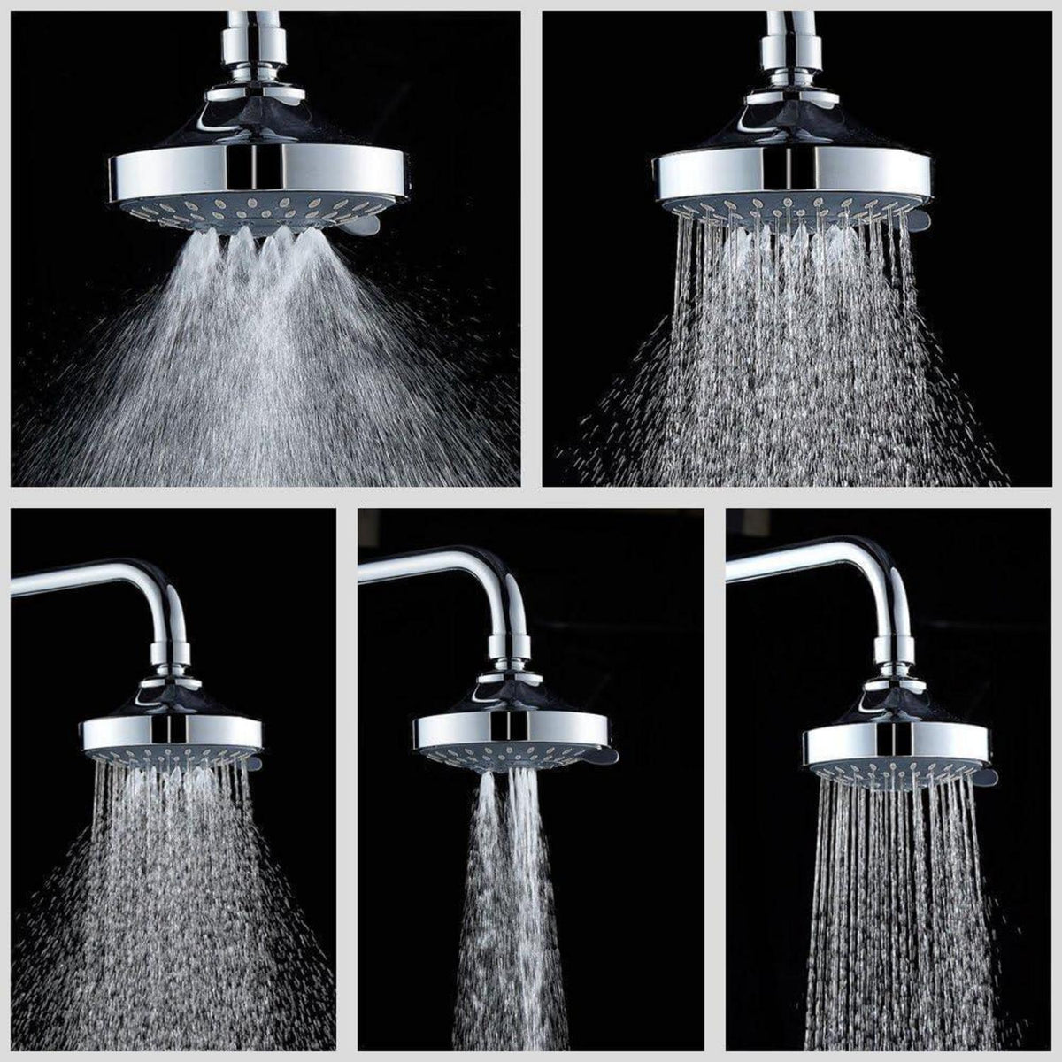 Regendusche Duschkopf 360° verstellbar, 5 Modi, Chrom