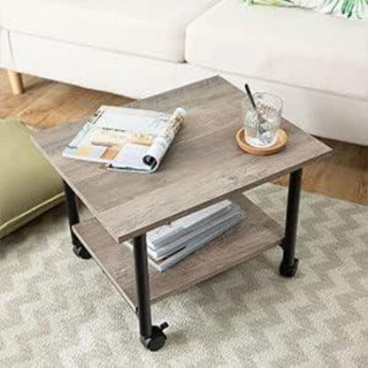 Rollbarer Druckerständer mit 2 Ebenen, Industrie-Design, Greige/Schwarz
