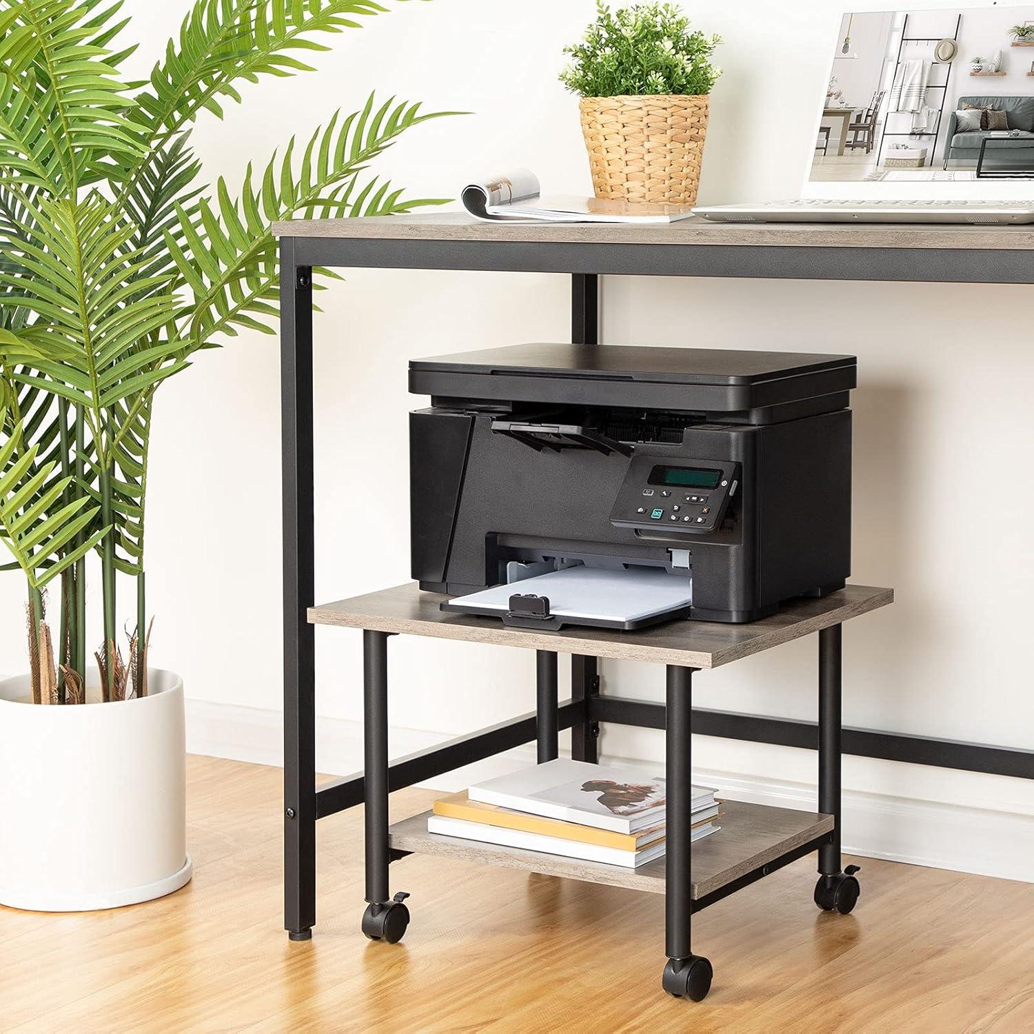 Druckertisch mit arretierbaren Rollen und 2 Ebenen, Industrie-Design
