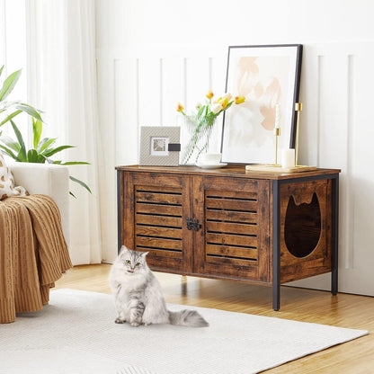 Katzenklo Schrank mit Lamellentür und Eisenfüßen
