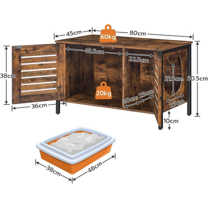 Katzenklo Schrank mit Lamellentür und Eisenfüßen