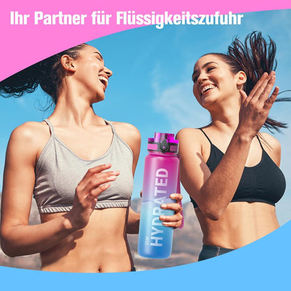 Sahara Sailor Sport Trinkflasche [BPA-frei Tritan] 1L Auslaufsicher Gym Yoga Camping - Aurora Borealis