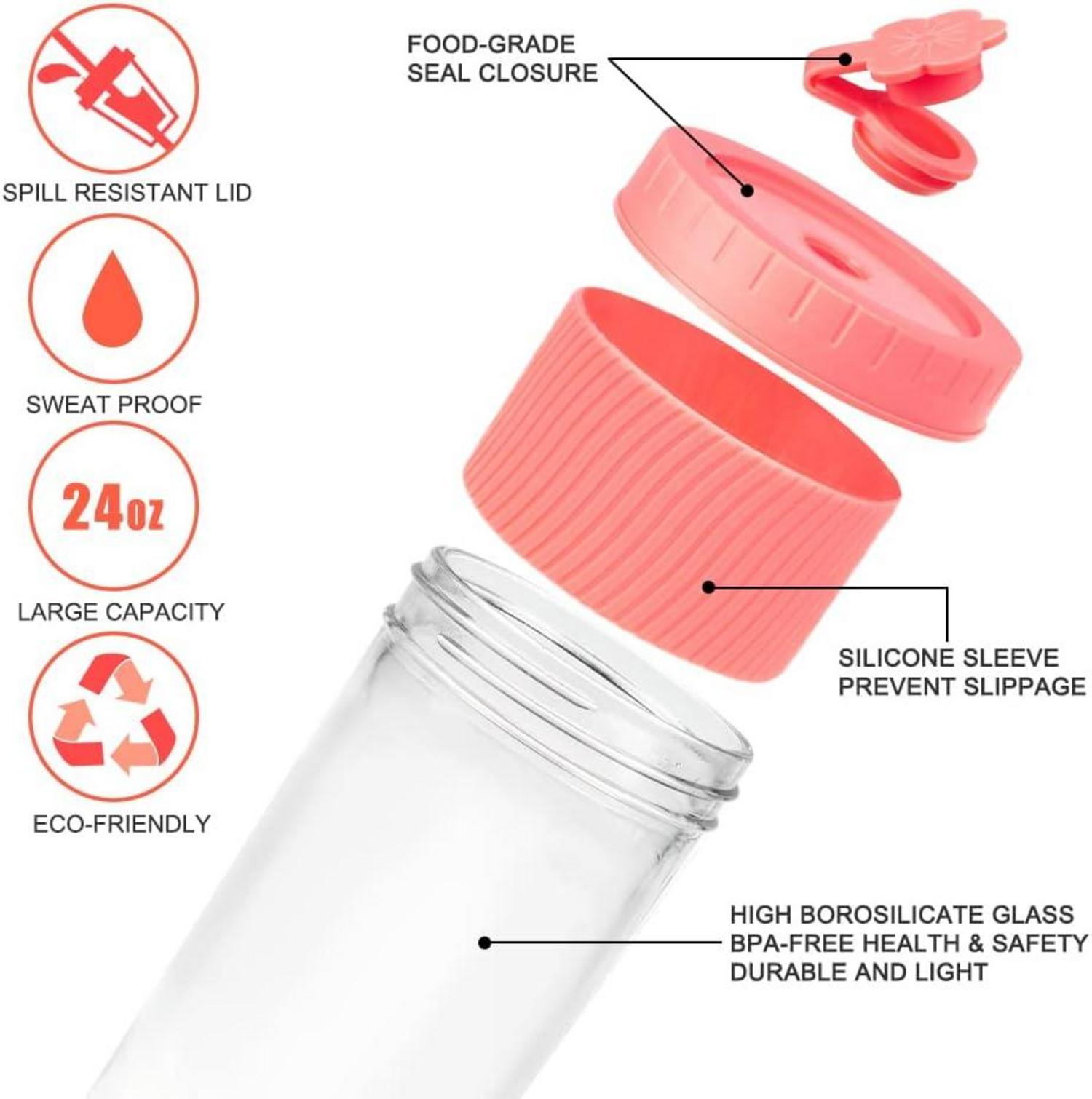 Bubble Tea Becher mit Strohhalm 730ml 2er Set - Rosa