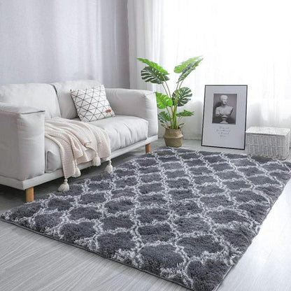Hochflor Teppich Grau Langflor Wohnzimmer Schlafzimmer