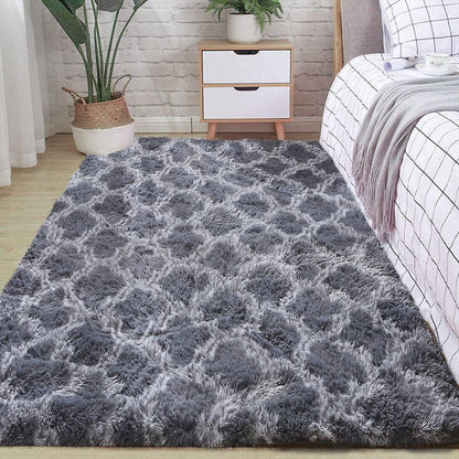 Teppich Hochflor Wohnzimmer Schlafzimmer Modern Grau 185x185cm