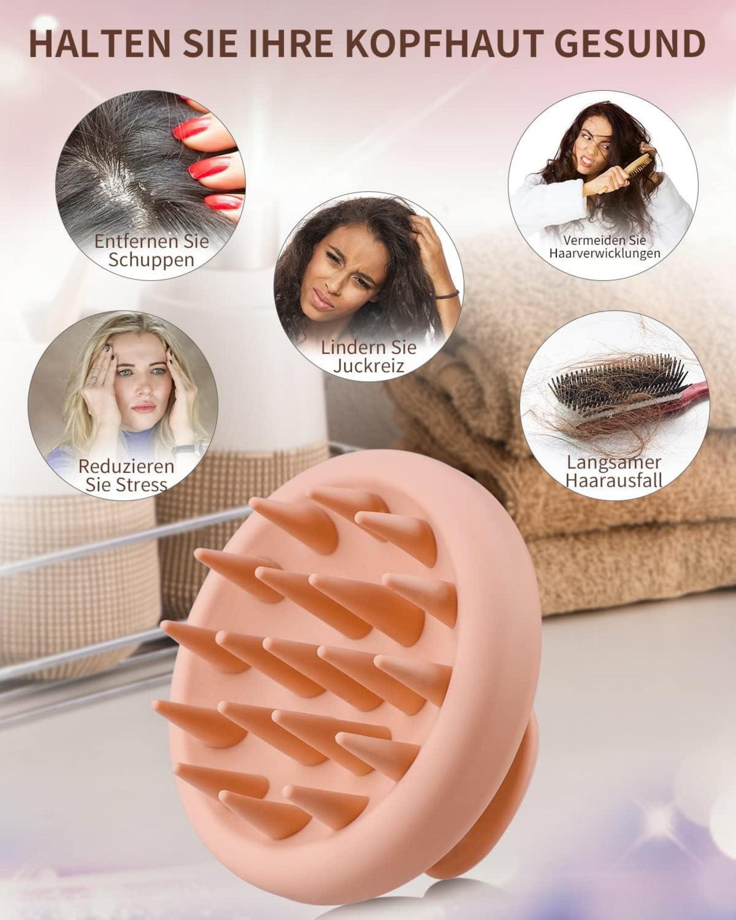 Kopfhaut Massagebürste Silikon Haarmassagebürste Nass und Trocken Rose