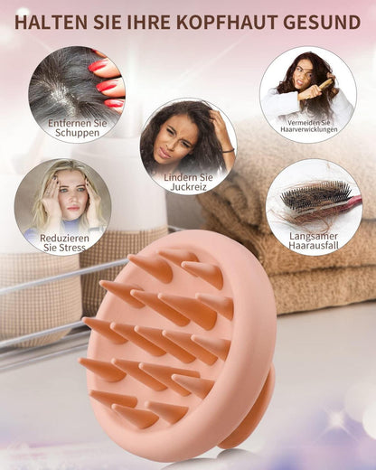 Kopfhaut Massagebürste Silikon Haarmassagebürste Nass und Trocken Rose