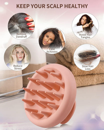 Kopfhaut Massagebürste Silikon Shampoo Bürste Nass&Trocken Haar Massagebürste Haarwachstum Pink