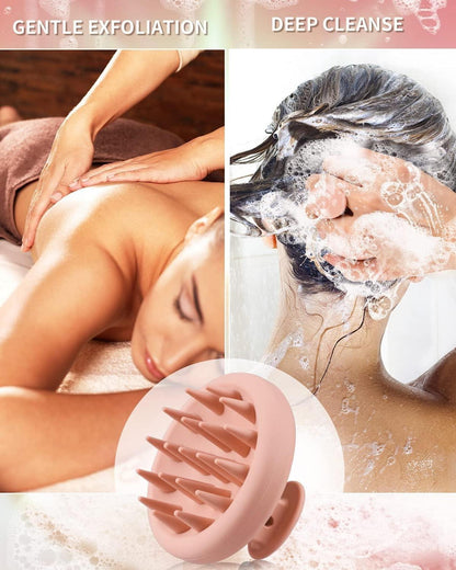 Silikon Kopfhaut Massagebürste Shampoo Haar Nass Trocken Haarwaschbürste Rosa