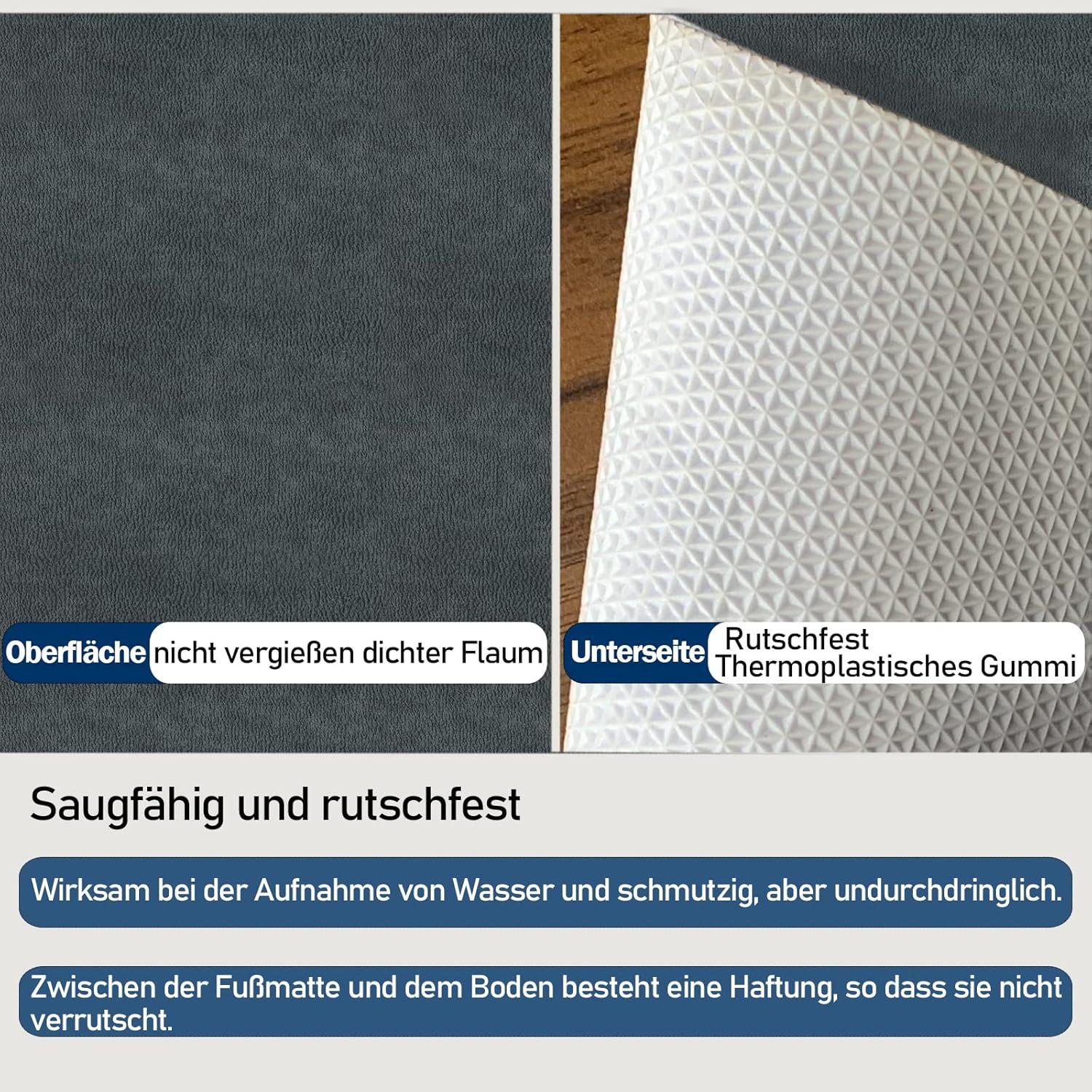 DFIONC Fußmatte innen Dunkelgrau 60x90 cm waschbar