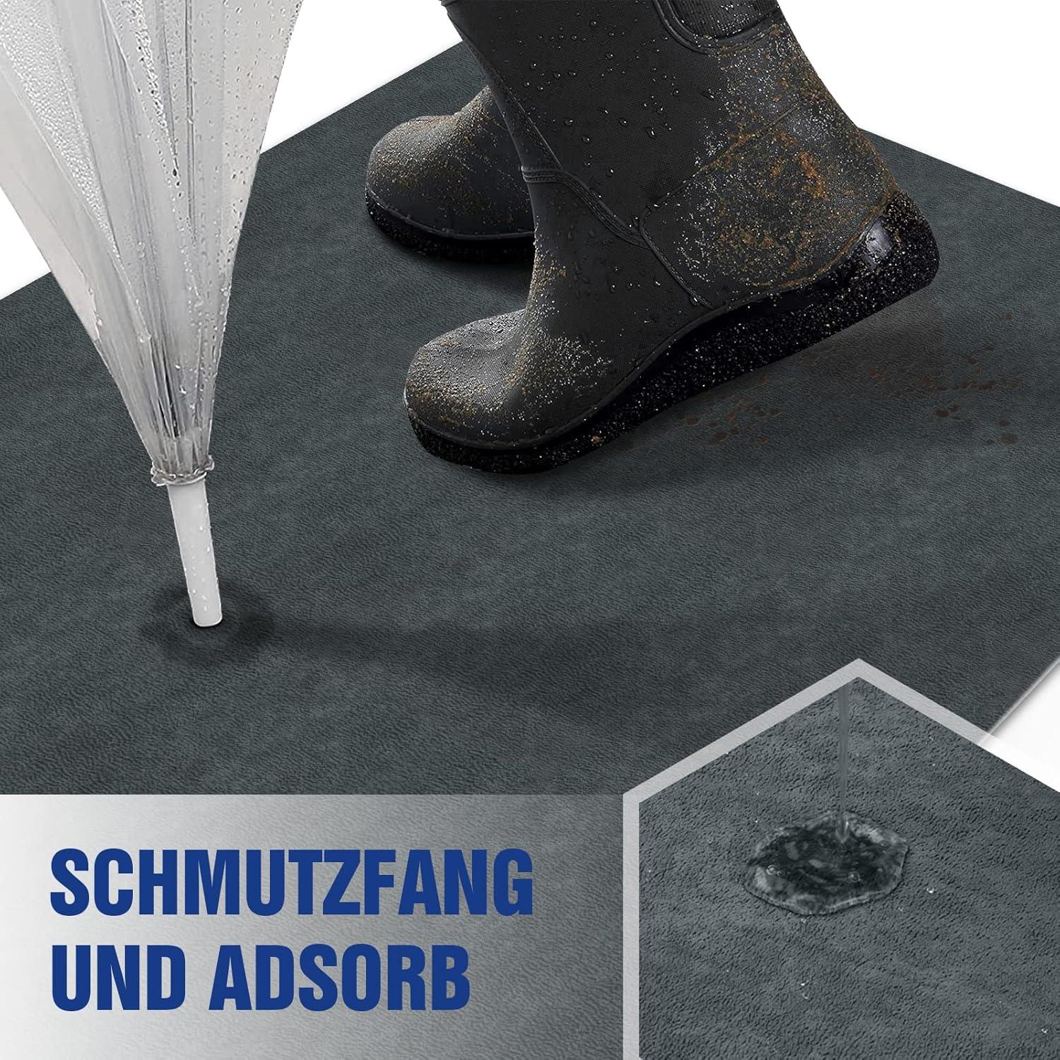 DFIONC Fußmatte innen waschbar Schmutzfangmatte Dunkelgrau 60x90 cm