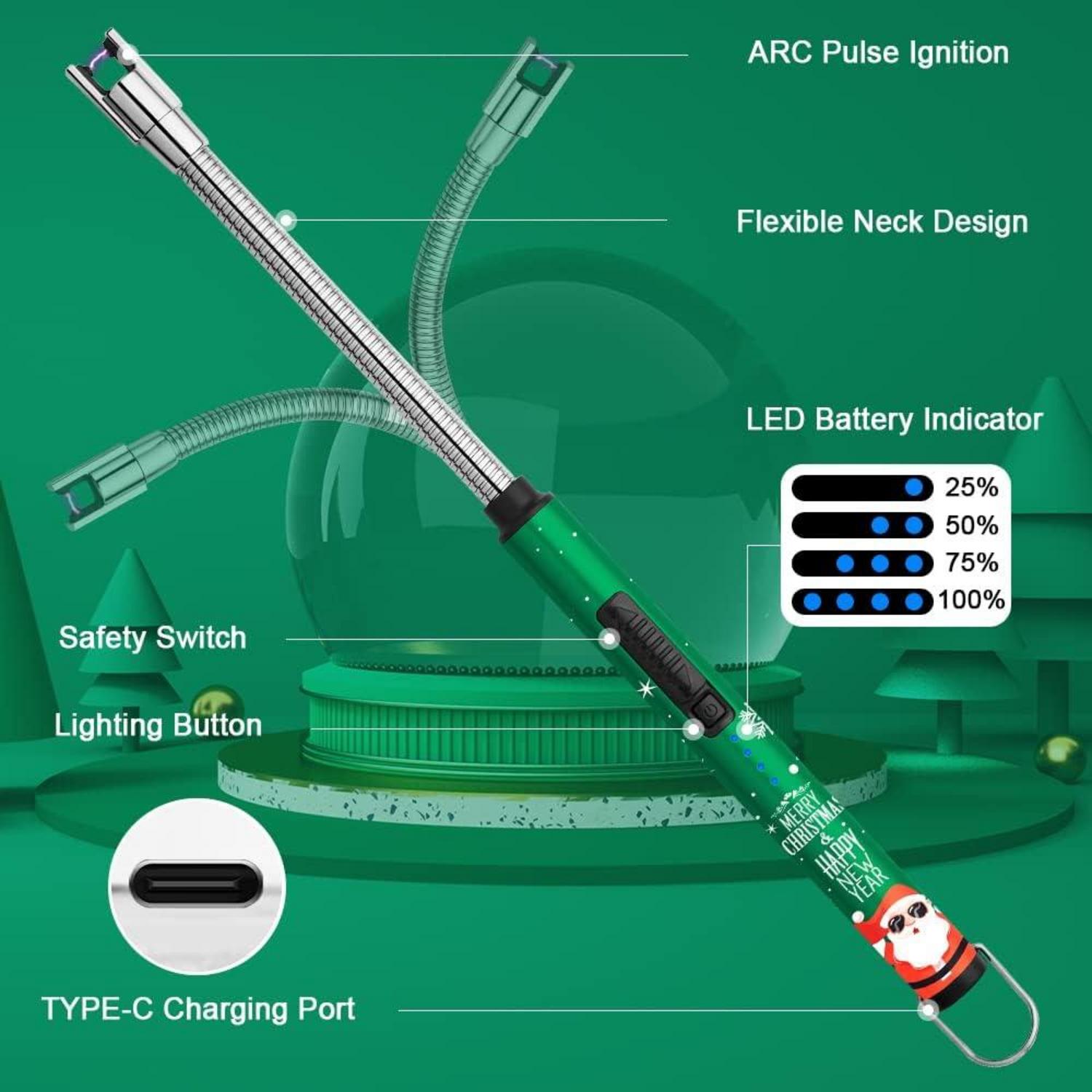 Elektrisches Lichtbogen-Feuerzeug mit 360° flexiblem Hals & 4