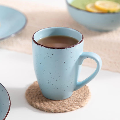 48-teiliges Steingut Geschirrset im Vintage Look, Blau
