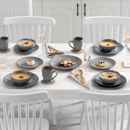 Tafelservice Steingut Vintage Look 16-teilig Grau