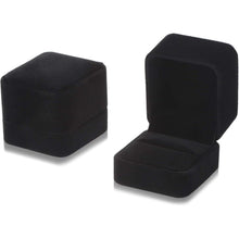 2er Pack Samt Ringbox für Hochzeit Verlobung - Schwarz