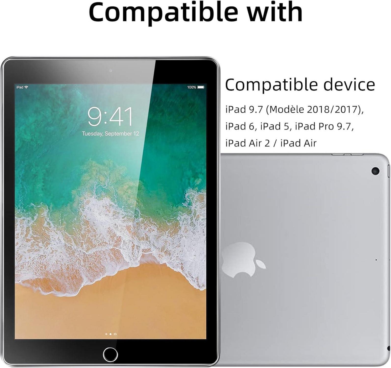 Panzer Schutzglas iPad 9.7 2018/2017, 2er Set, HD Displayschutzfolie
