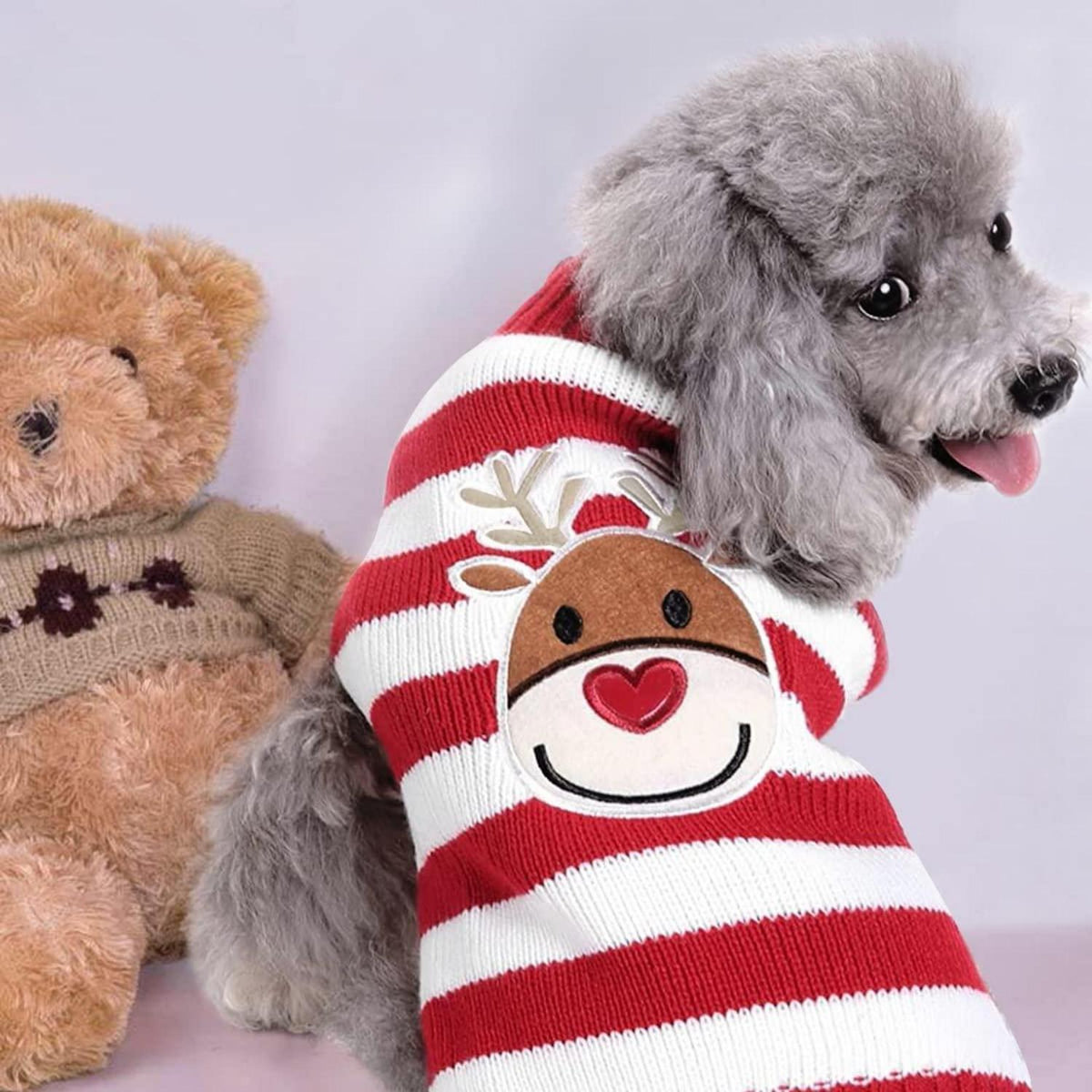 Hundepullover Weihnachten: Warmer Strick Rollkragen für Welpen