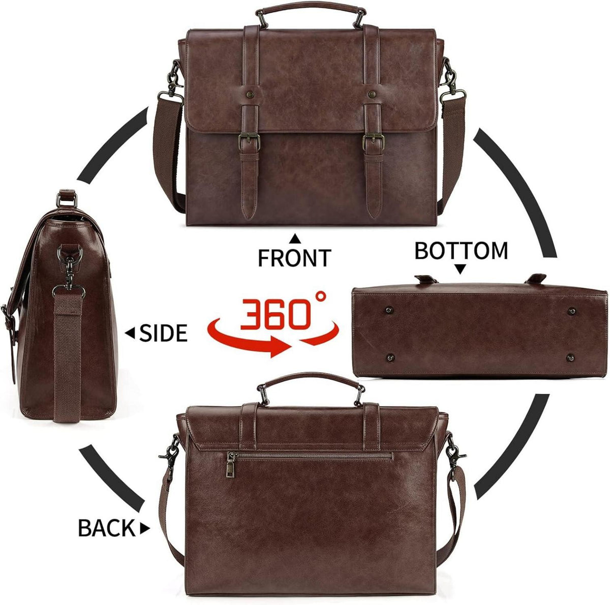 Lubardy Umhängetasche Herren Laptoptasche 15.6 Zoll Vintage Wasserdicht