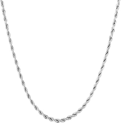 Goldkette Edelstahl Weißgold beschichtet 2,5mm Rope Halskette 50,8cm