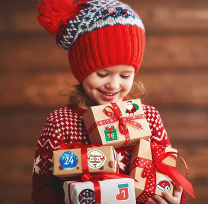 Adventskalender Nummer Aufkleber 24 Sticker Weihnachten 4cm rund