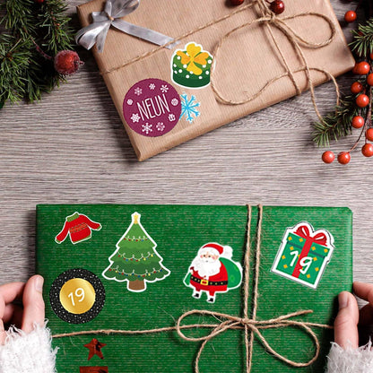 Adventskalender Nummer Aufkleber Weihnachten Runde Sticker 4cm