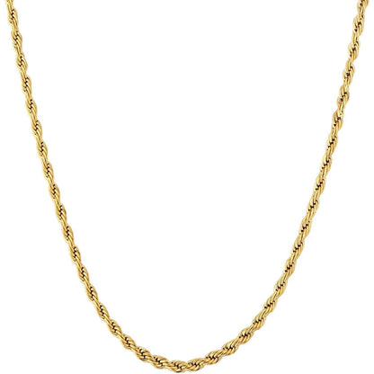 Goldfarbene Kette Herren Silberkette 2,5mm Edelstahl Rope Halskette