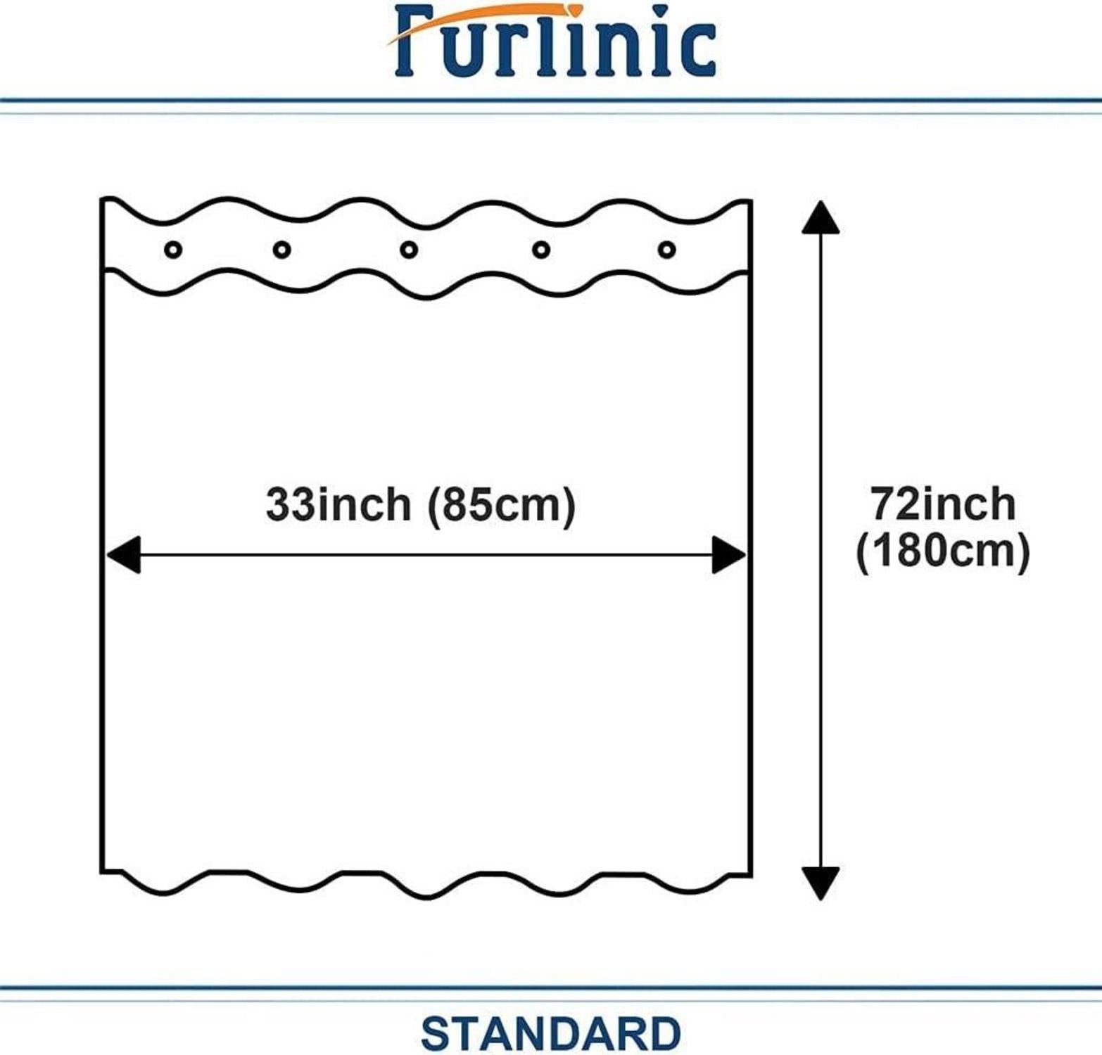 Furlinic Schmaler Duschvorhang für Eck Dusche Badewanne Textil Polyester 85x180
