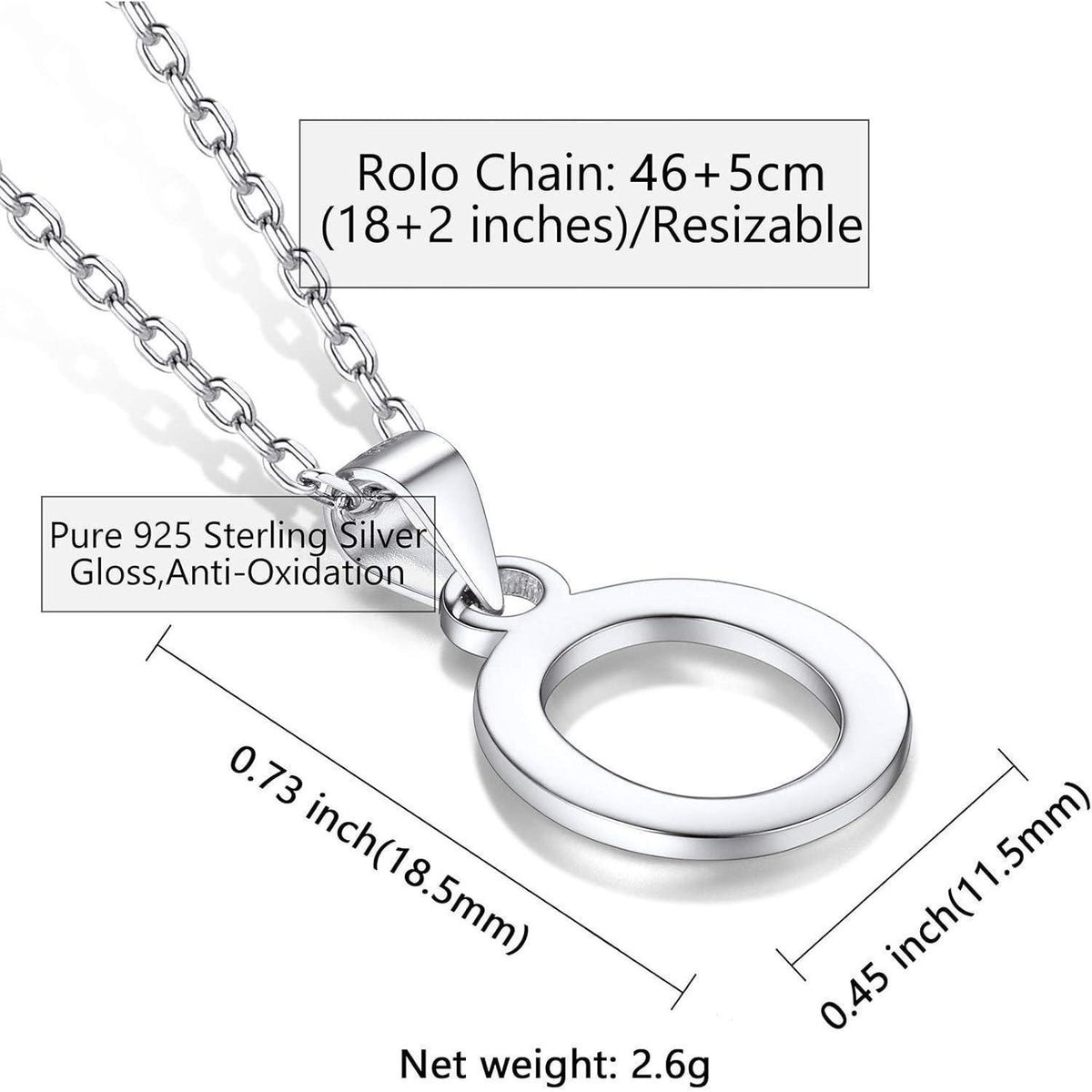 925 Silber Initialen Kette Buchstabe O | Damen Mädchen Schmuck