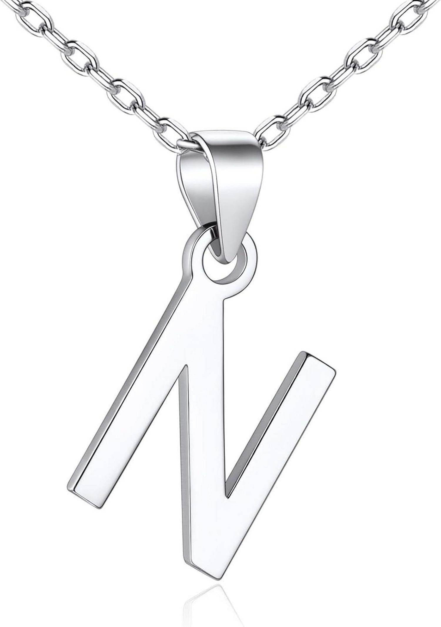 Buchstaben Kette Silber Initiale Anhänger Halskette Damen