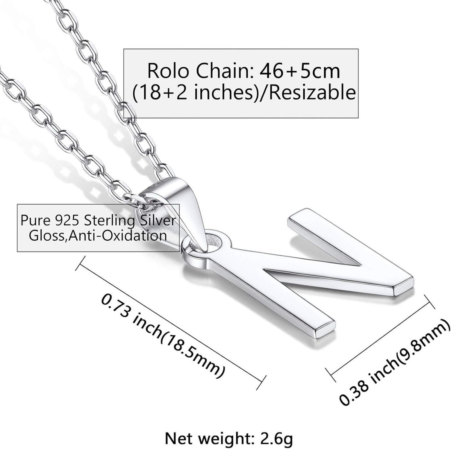 925 Silber Initiale Anhänger Halskette Damen Buchstabenkette