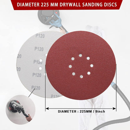 Schleifscheiben 225mm Klett, 50 Stück, 5 Körnungen für Trockenbauschleifer