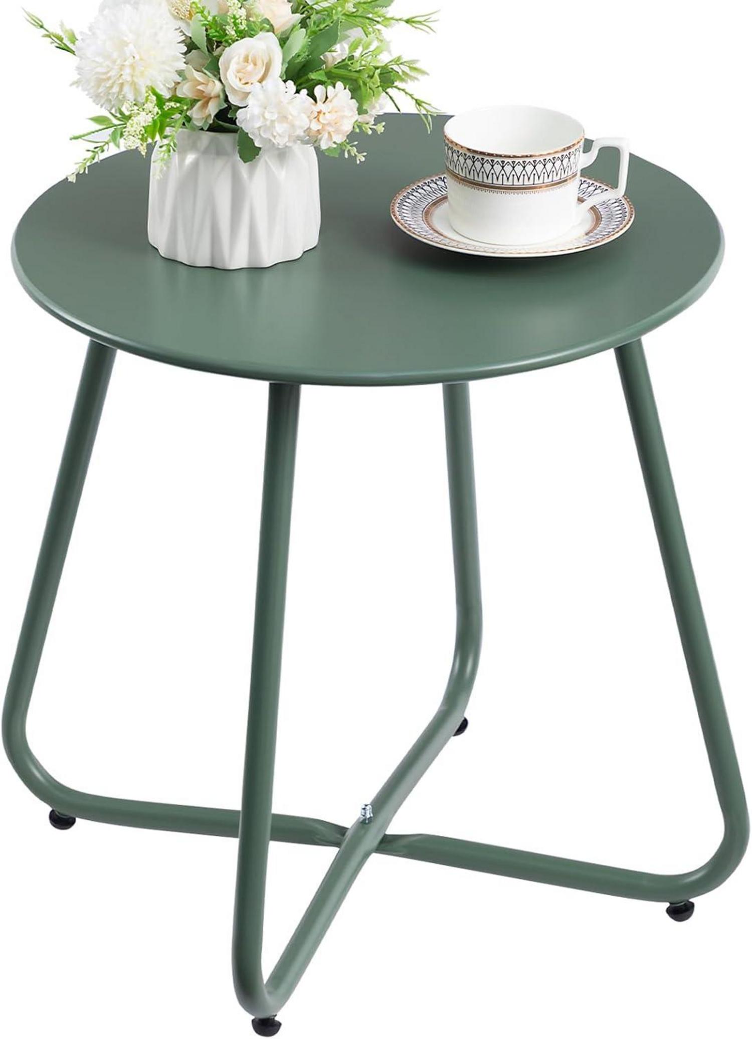Kleiner Runder Outdoor Gartentisch Metall Grün wetterfest
