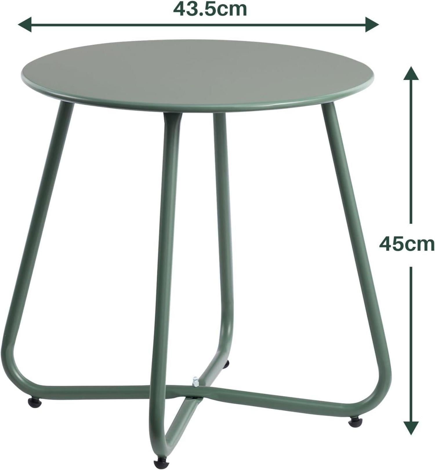 Kleiner Runder Outdoor Gartentisch Metall Grün wetterfest